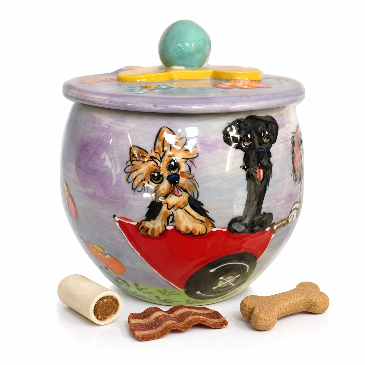 Yorkie Play Garden With Flowers